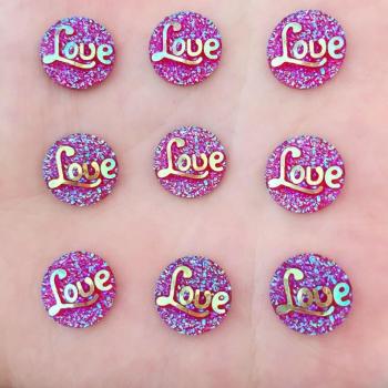 DIY 40 Stuks 12mm AB Hars Ronde LIEFDE Versieringen voor Scrapbooking