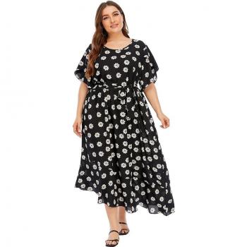 Plus Size Short Sleeve Floral Maxi Dress