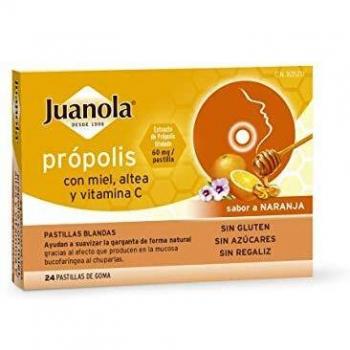 JUANOLA PROPOLIS MIEL ALTEA Y VITAMINA C 24 PASTILLAS SABOR NARANJA