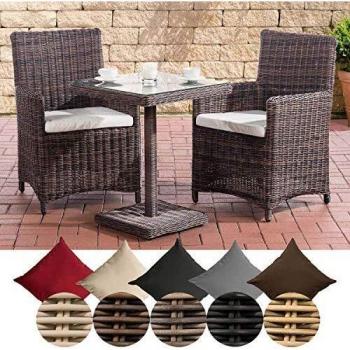 CLP Sankt Marlo Garten‑Balkon‑Set – 2 Sessel & Tisch, melierte Braun‑Aluminiumbasis