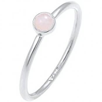 Fingerring ELLI Rosenquarz Edelstein Stabelring 925er Silber Gr. 52