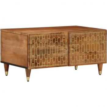 VidaXL Mesa de centro de madera maciza de mango 80x50x40 cm Marrón, Marrón miel, Negro Mesita de Salón o Comedor o Auxiliar Mesa de Café Meuble Salón