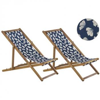2er Set Akazienholz Liegestühle Beliani