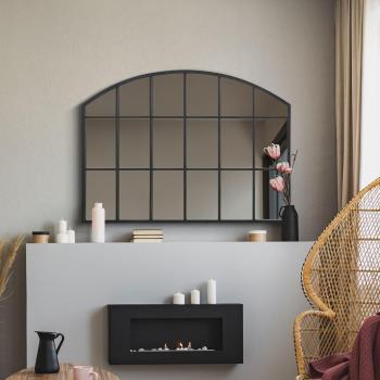 Stylish Black Arched Wall Mirror for Over Mantle