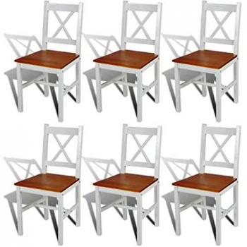VidaXL Dining Chairs 6 Pcs White Pinewood