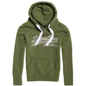 Superdry Damen Sweatshirt Vintage Logo Glitter Entry Hoo, Grün