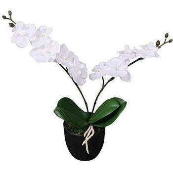 Elegant Artificial Orchid with 30 cm White Ceramic Pot