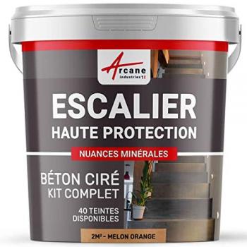 Set de hormigón pulido para escaleras, área de 2 m², en 2 capas, color melón naranja, Arcane Industries
