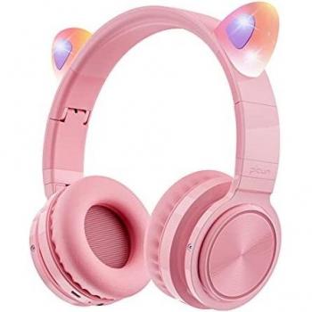 Picun Casque Bluetooth Oreille de Chat sans Fil Pliable avec lumière LED pour Microphone