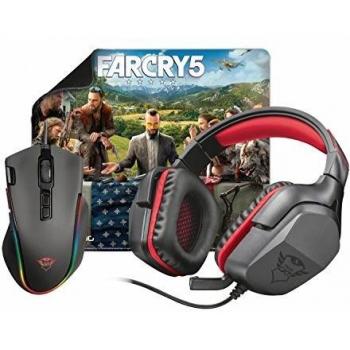 Trust Triple Action RGB Gaming Bundle: Illuminated Optical Mouse, Over-Ear Audio Headset, and High-Density Mousepad