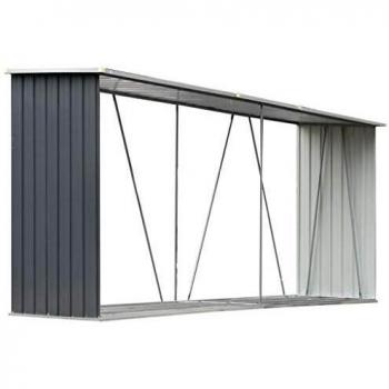 VidaXL Abri pour bois de chauffage en acier galvanisé gris 330x84x152cm