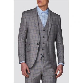Sleek Urbane Grey‑Blue Checked Men's Coat