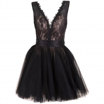 Abito elegante scollo V gonna tulle