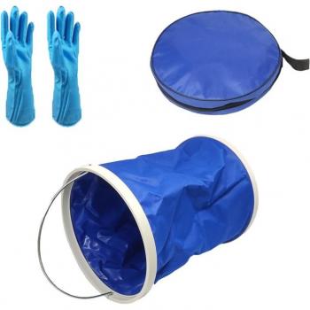 Portable Folding Bucket with Gloves