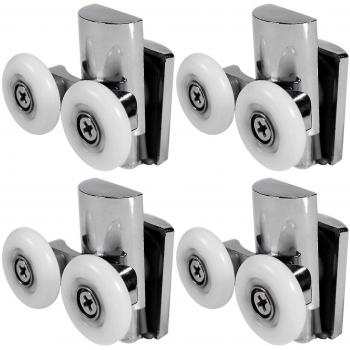 Kit 4× Ruedas de Puerta de Ducha 23 mm, Aleación Alta Resistencia, Doble Rodillo
