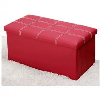 Traesio Pouf Rettangolare con Stoccaggio Rosso