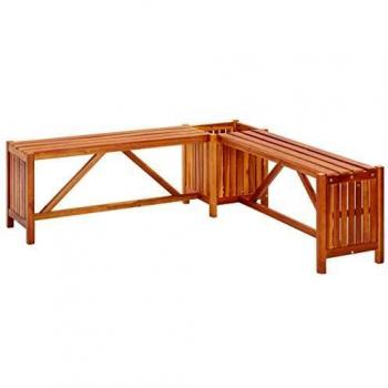 Panca Giardino con Fioriera Angolare 117x117x40 cm in Legno di Acacia Massello