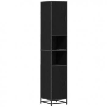 Elegant Black Oak Bathroom Storage – 35x37.5x188.5 cm, Engineered Wood Finish