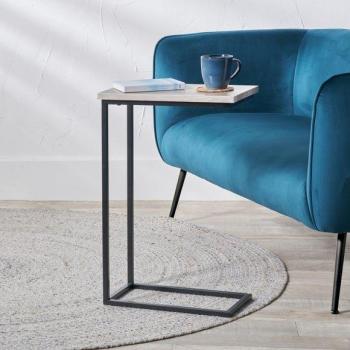 Soho Grey Oak and Black Metal End Table