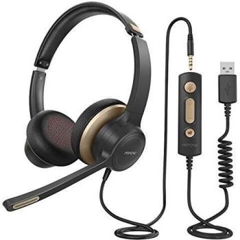 Mpow 328C Cuffie Headset Business con Controllo In‑Linea
