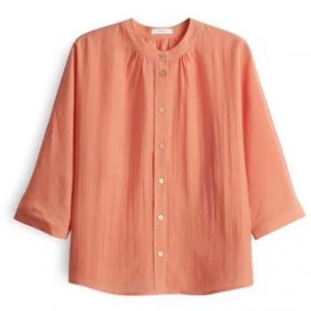 OPUS Damen Kurzarmbluse Fabell, orange, Größe 38