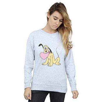 Disney Pluto & Friends Love Heart Pullover – Grey, Medium