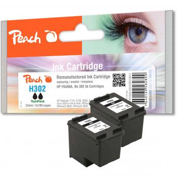 Peach Doppelpack Druckköpfe schwarz kompatibel zu HP No. 302 bk*2