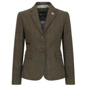 Tailored Herringbone Green Blazer for Women – Infinity Leather, Size 10