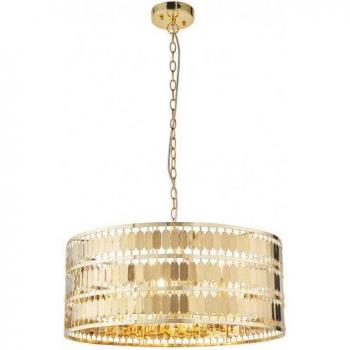Endon Collection Lighting Eldora 5-Light Round Ceiling Pendant with Gold Effect Plate, E14
