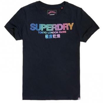 Superdry City Nights Ombre Puff Entry T-Shirt Femme Eclipse Navy XX-Small