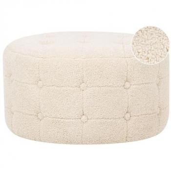 Glamouröser Fußhocker Beige Bouclé ⌀ 55 cm