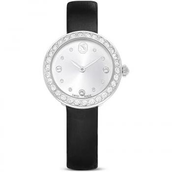 Swarovski Matrix Tennis 30mm Black Leather Women's Watch with Silver Dial