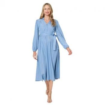 Izabel London Empire Waist Midi Dress – Blue, Size 10