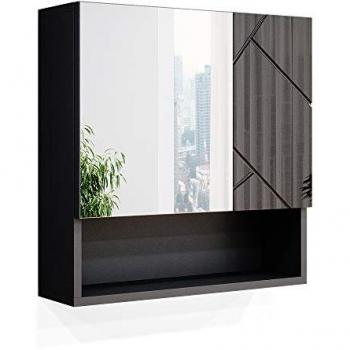 Vicco Hochglanz Badezimmerspiegelschrank Irma 54 x 55 cm Anthrazit