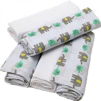 HÃTTE & CO 5-pack muslindukar elefantmönster