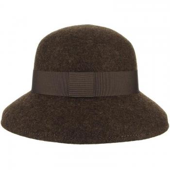 Sombrero Feodra Cloche de invierno en lana: estilo femenino, ala ancha y color marrón