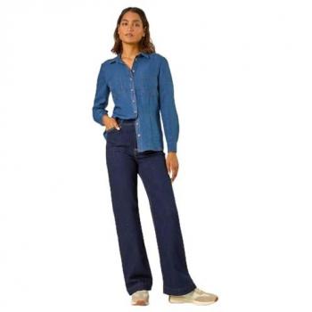 Blue Button-Up Pocket Detail Shirt