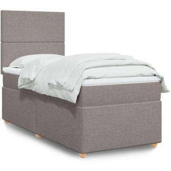 Sommier à lattes de lit avec matelas taupe 100x200 cm tissu