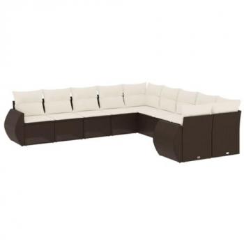 Jardín Chic 10 Piezas Rattan + Cojines Marrón