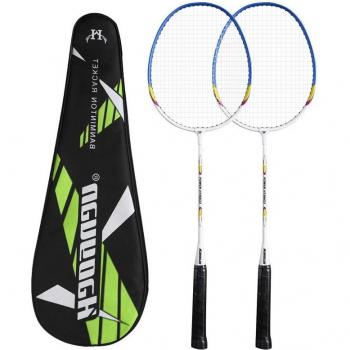 Set de 2 Raquetas de Bádminton Profesionales de Titanio con Bolsa-40