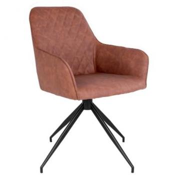 Fauteuil Simili Marron Karbo avec Piétement Acier