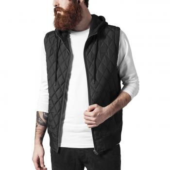 Urban Classics Herren Weste Diamond Quilted Hooded Vest, Large, Schwarz