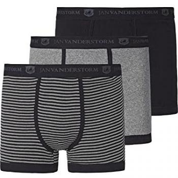 Retro Pants JAN VANDERSTORM 3er Pack Retropant JASIEL, Herren, Gr. L, grau (grau schwarz), Obermaterial: 100% Baumwolle CO., Unterhosen, in drei Designs