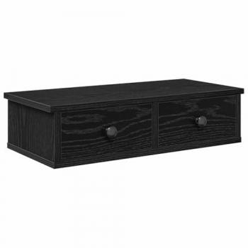 VidaXL Estante de pared con cajones de madera contrachapada negro