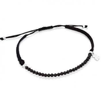 Pulsera de espinelas y plata TOUS con cordón negro