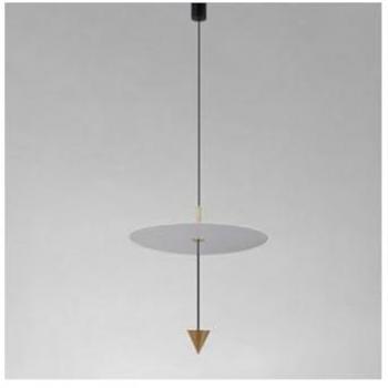 Sospensione Lampadario 18W LED 6500K 42cm con Cono Oro e Disco Bianco