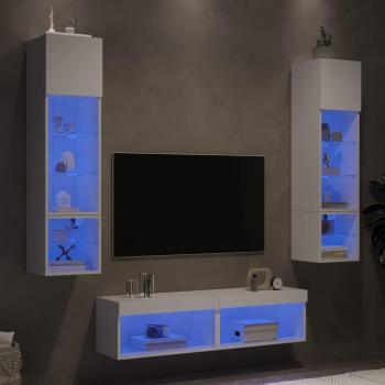 VidaXL 6 Piece White Engineered Wood TV Unit with LED