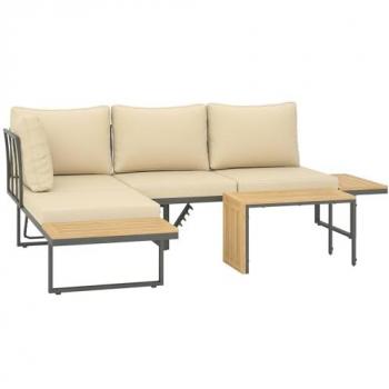 Conjunto de Jardín con Sofás Ajustables y Mesa de Madera de Acacia