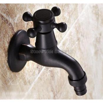 Wall Mounted Classic Black Cross Handle Washing Machine Faucet
