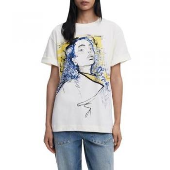 Ritratto Femminile Desigual in Cotone Bianco L